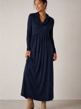 Anthropologie Dolan Alissa Blue Ribbed Cowl Neck Maxi dress
